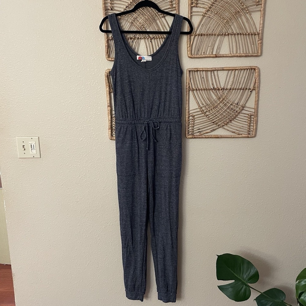 Free People Beach Bicoastal Charcoal Gray Jumpsuit Lounge Boho Women's Sz S B8